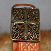 ceinture tan et boucle laiton croix